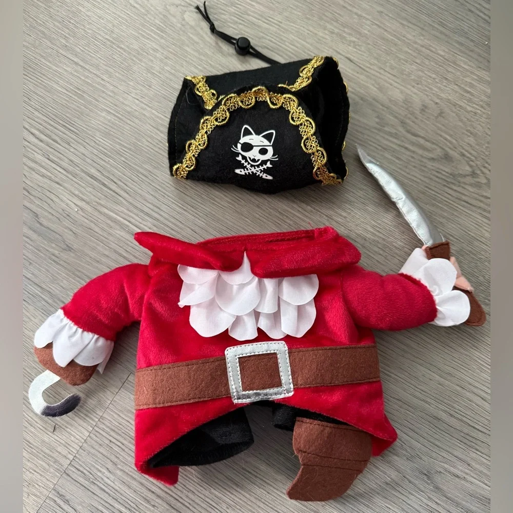 Pirate Costume for Cats - Captain Hook - Peg Leg, Pirate Hat Small/Medium